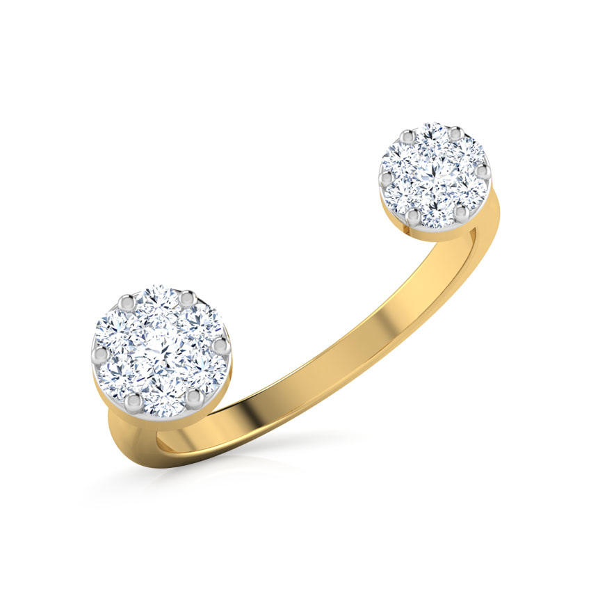 Diamond Rings 18 Karat White Gold Duo Cluster Open Diamond Ring
