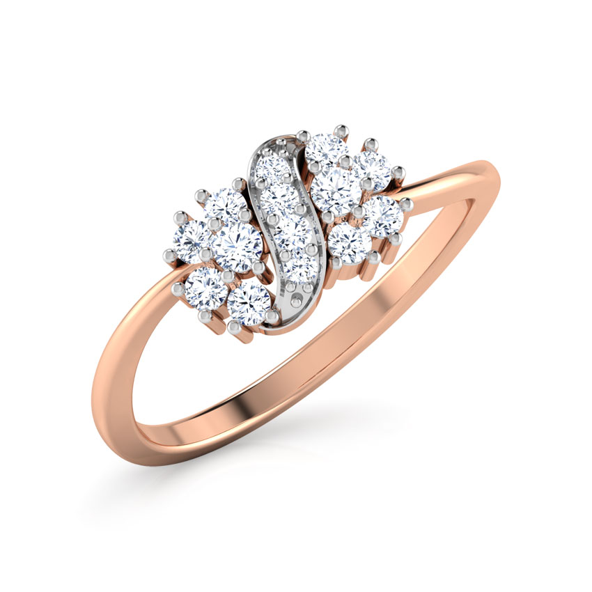 Diamond Rings 18 Karat Rose Gold Cluster Ribbion Diamond Ring