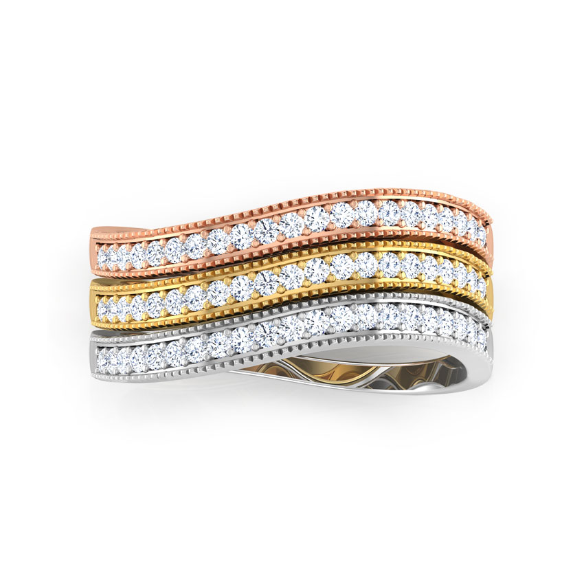 Linear Three Tone Diamond Band