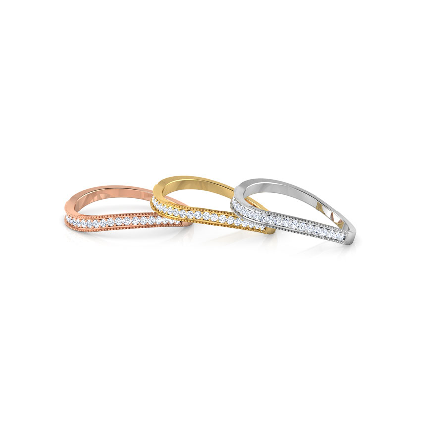 Linear Three Tone Diamond Band