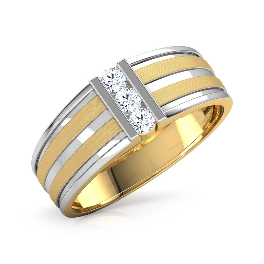 Diamond Rings 18 Karat Yellow Gold Twain Diamond Ring For Men