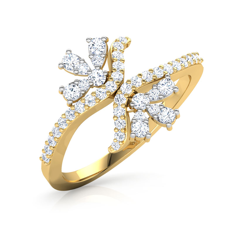 Diamond Rings 18 Karat Yellow Gold Split Floret Diamond Ring