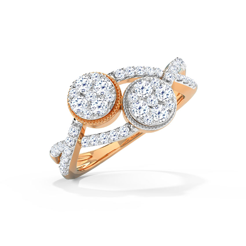 Diamond Rings 18 Karat Rose Gold Twine Clump Diamond Ring