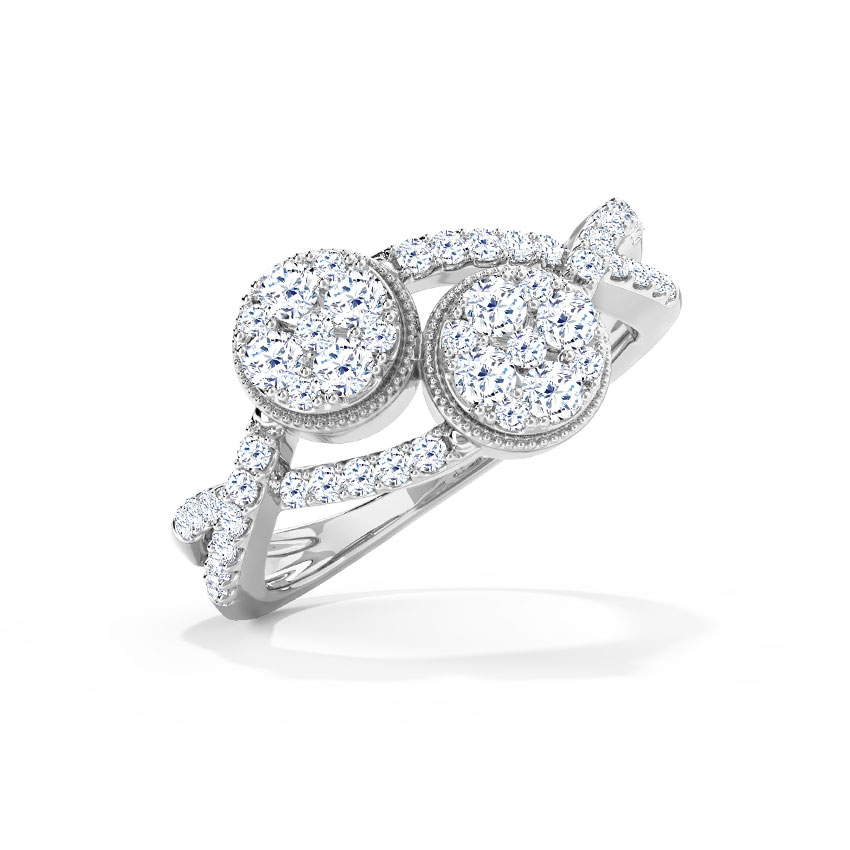 Diamond Rings 18 Karat White Gold Twine Clump Diamond Ring