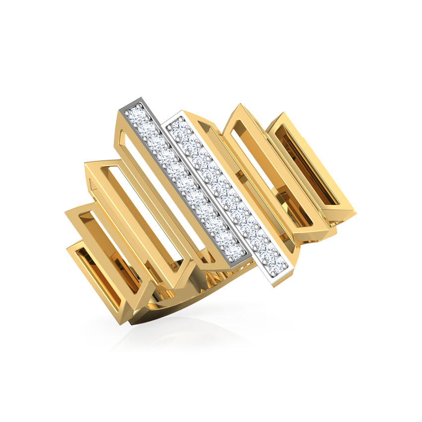 Diamond Rings 14 Karat Yellow Gold Eros Graduating Zigzag Diamond Ring