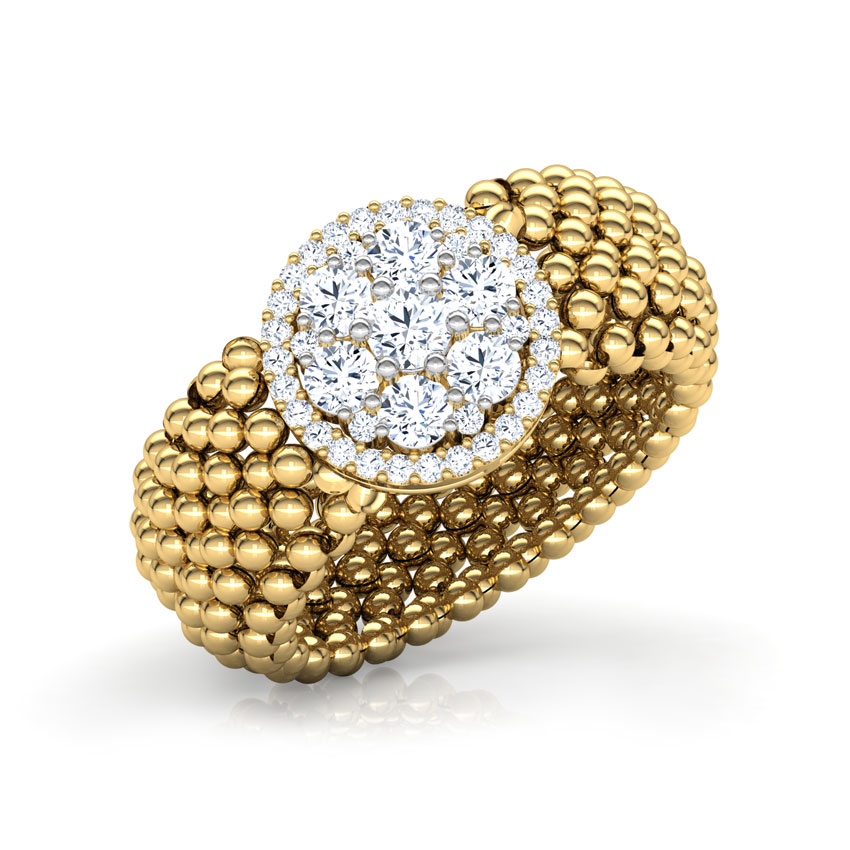 Diamond Rings 18 Karat Yellow Gold Orb Granular Diamond Ring