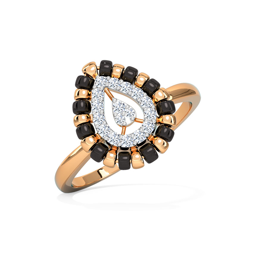 Diamond Rings 14 Karat Rose Gold Payal Mangalsutra Diamond Ring