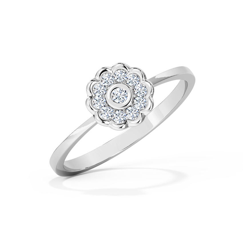 Diamond Rings 18 Karat White Gold Floweret Diamond Ring
