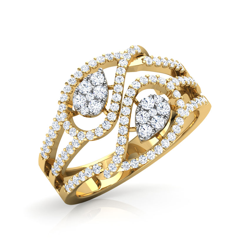 Diamond Rings 18 Karat Yellow Gold Enclosed Drop Diamond Ring