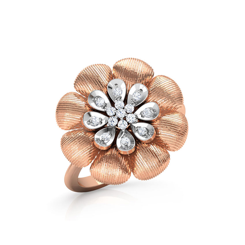 Diamond Rings 18 Karat Rose Gold Floweret Brocade Diamond Ring