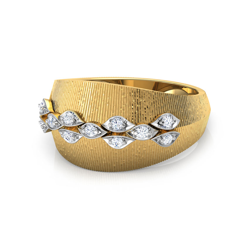 Linear Petals Brocade Diamond Ring