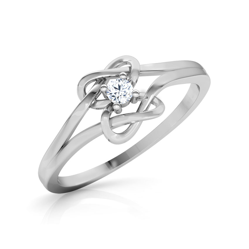 Diamond Rings 14 Karat White Gold Shining Knot Promise Diamond Ring