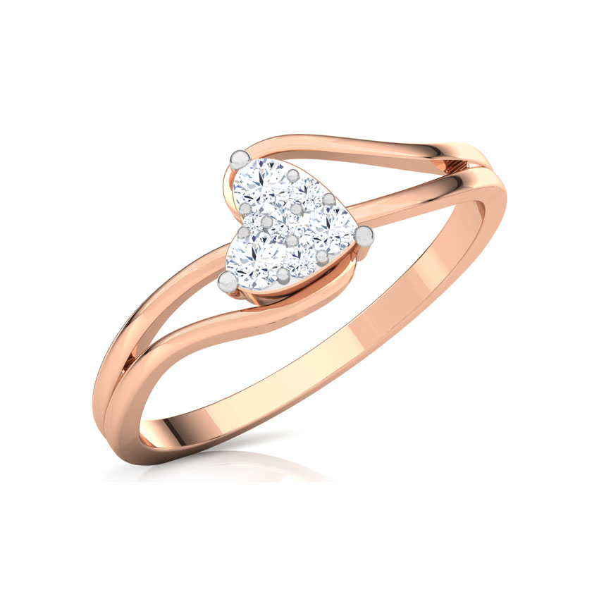 Diamond Rings 18 Karat Rose Gold Glittering Heart Promise Diamond Ring