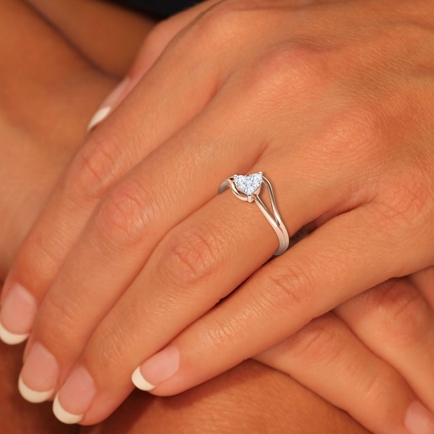 Glittering Heart Promise Diamond Ring