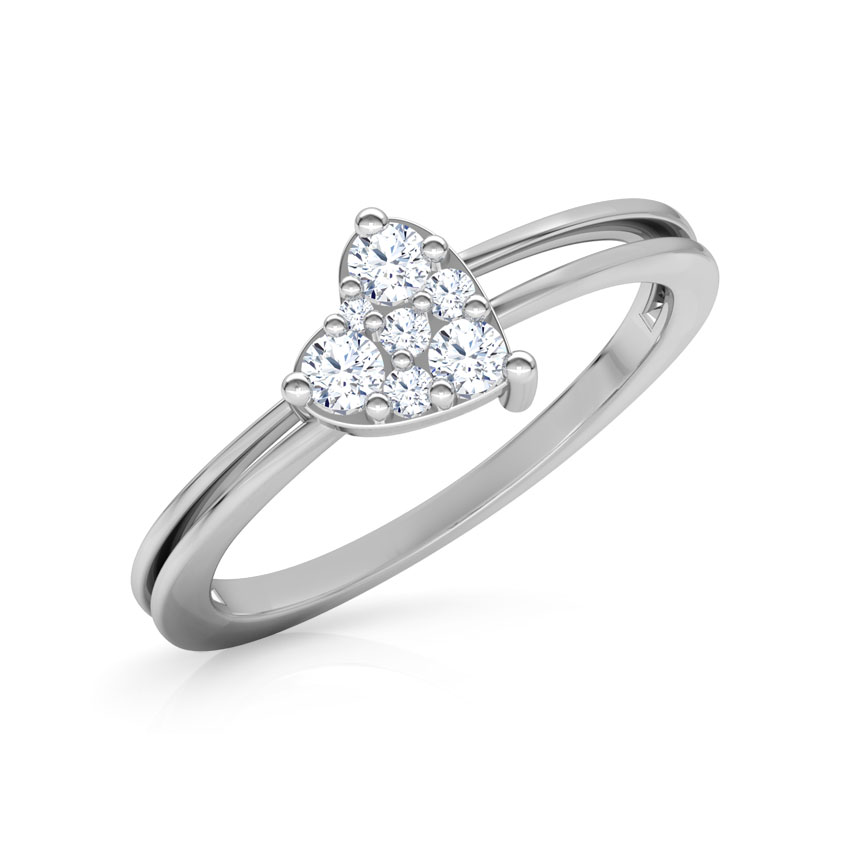 Diamond Rings 18 Karat White Gold Dazzling Heart Promise Diamond Ring