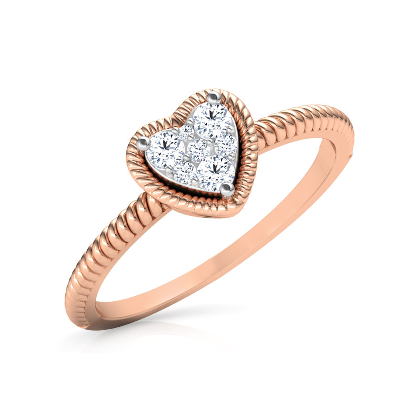 Diamond Rings 18 Karat Rose Gold Charming Heart Promise Diamond Ring