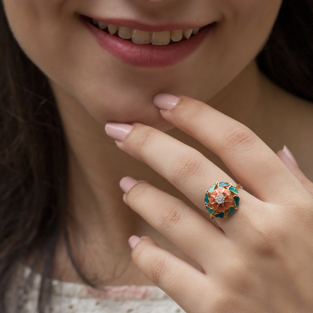 Diamond Rings 18 Karat Yellow Gold Maira Floral Diamond Ring