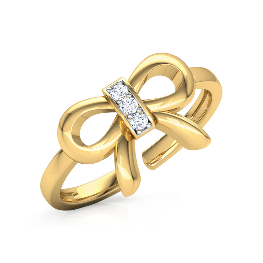 Diamond Rings 14 Karat Yellow Gold Lucid Bow Diamond Midi Ring