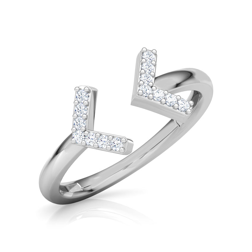 Diamond Rings 18 Karat White Gold Dart Diamond Midi Ring