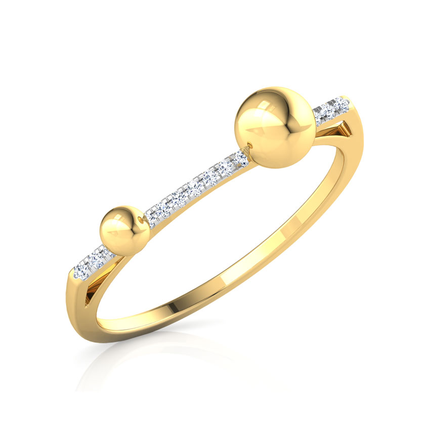Diamond Rings 14 Karat Yellow Gold Drops Linear Diamond Ring