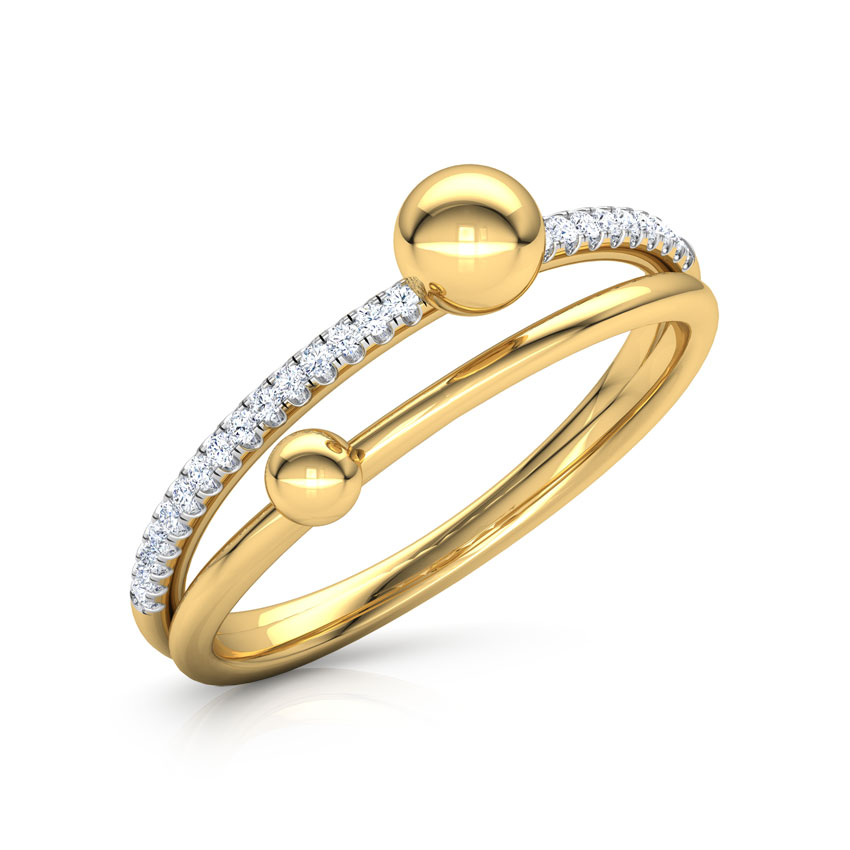 Diamond Rings 14 Karat Yellow Gold Dewdrops Linear Diamond Ring