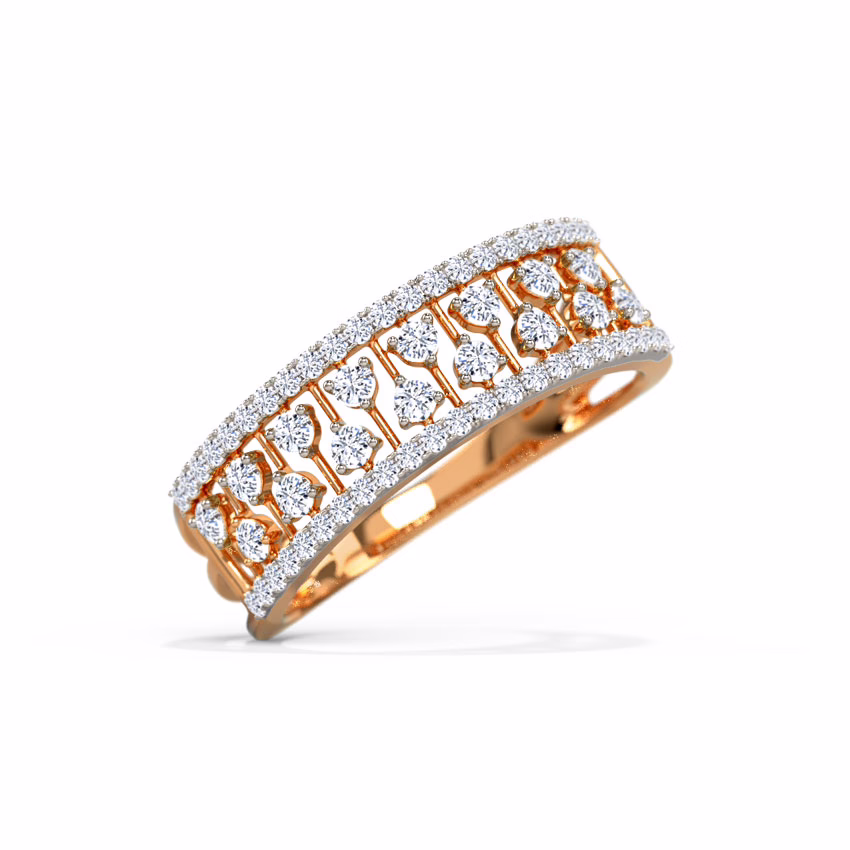 Diamond Rings 18 Karat Rose Gold Linear Diamond Band