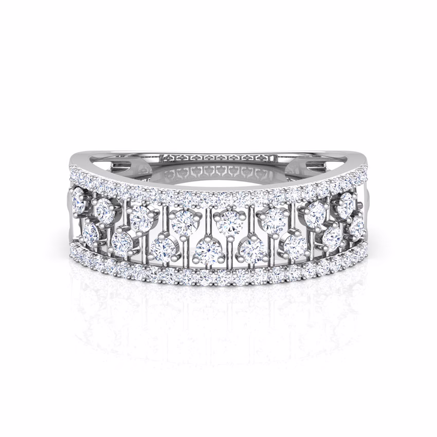 Diamond Rings 18 Karat White Gold Linear Diamond Band