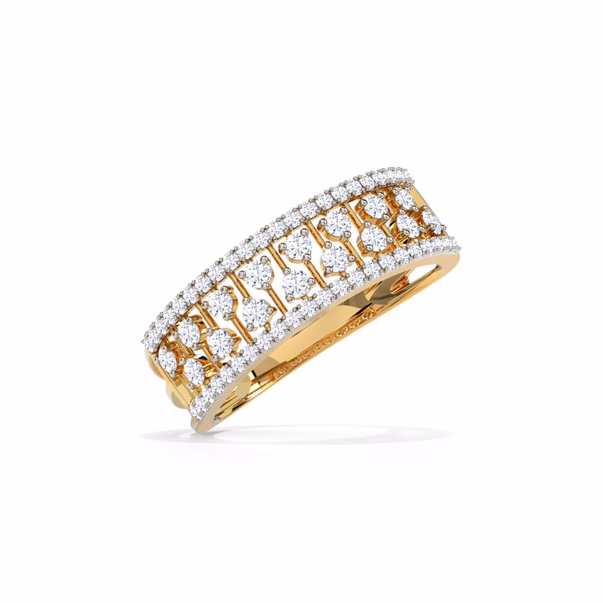 Diamond Rings 14 Karat Yellow Gold Linear Diamond Band