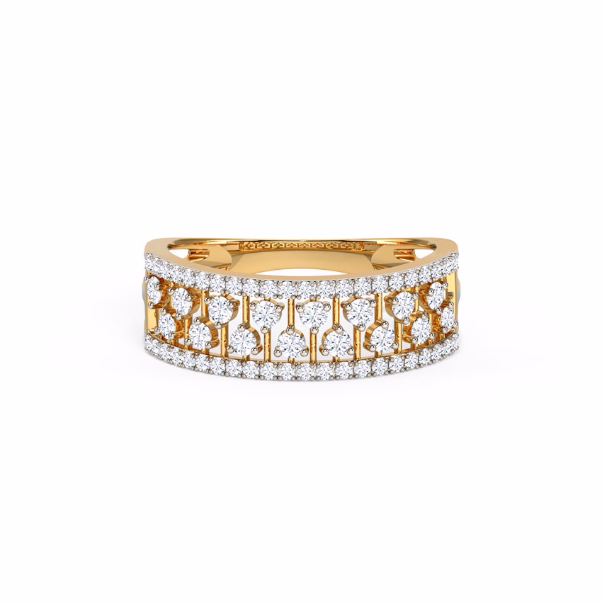 Diamond Rings 14 Karat Yellow Gold Linear Diamond Band