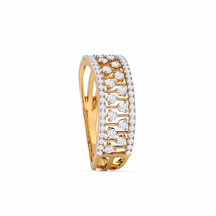 Diamond Rings 14 Karat Yellow Gold Linear Diamond Band
