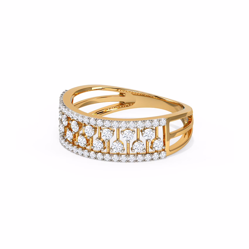 Diamond Rings 14 Karat Yellow Gold Linear Diamond Band