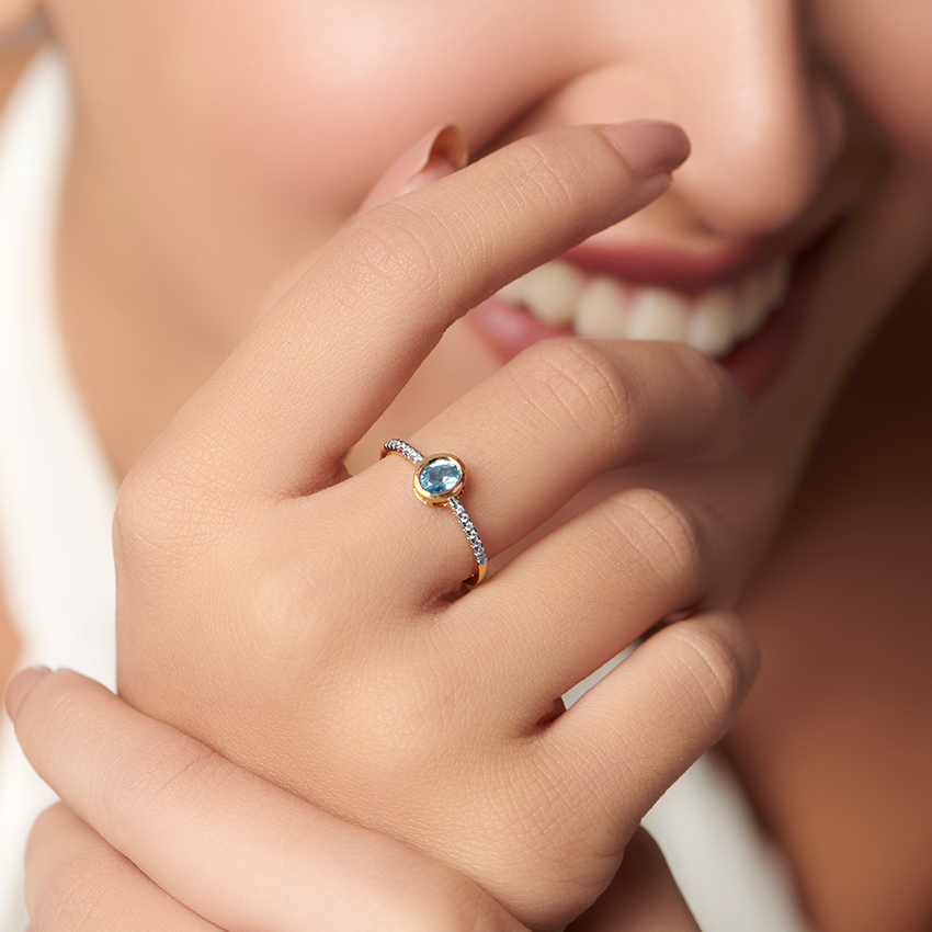 Topaz Ovate Diamond Ring
