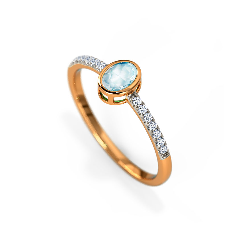 Topaz Ovate Diamond Ring