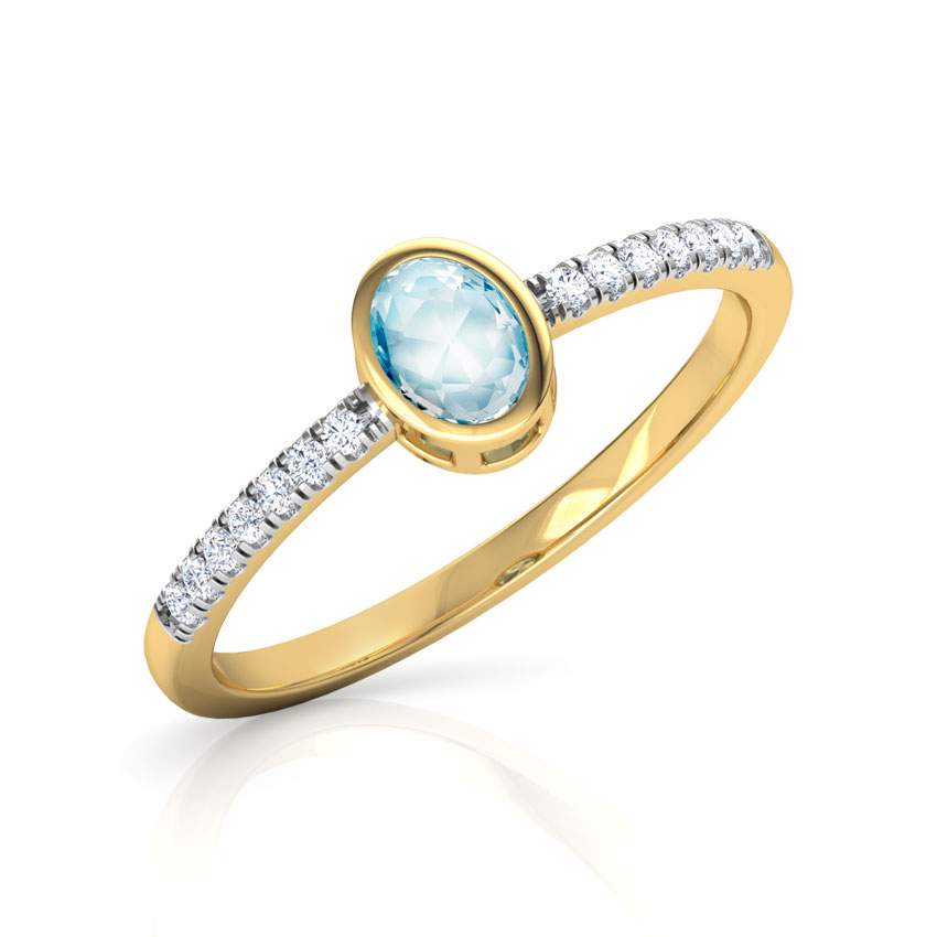 Diamond,Gemstone Rings 14 Karat Yellow Gold Topaz Ovate Diamond Ring