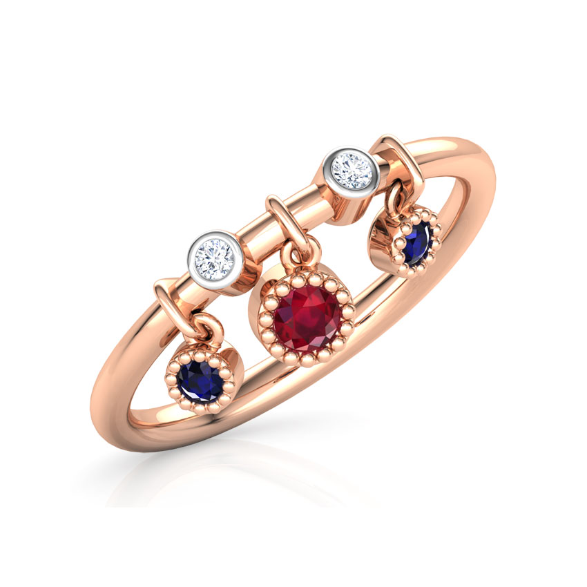 Diamond,Gemstone Rings 18 Karat Rose Gold Dangling Stackable Diamond Ring