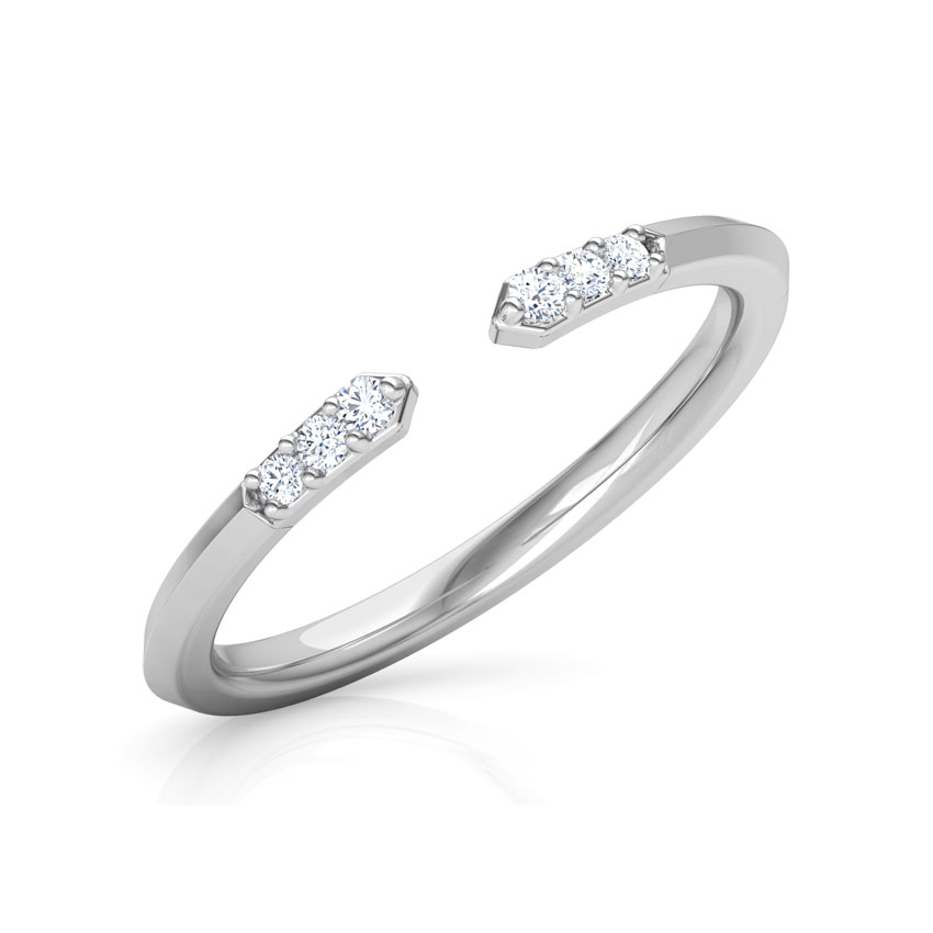 Diamond Rings 18 Karat White Gold Edgy Stackable Diamond Ring