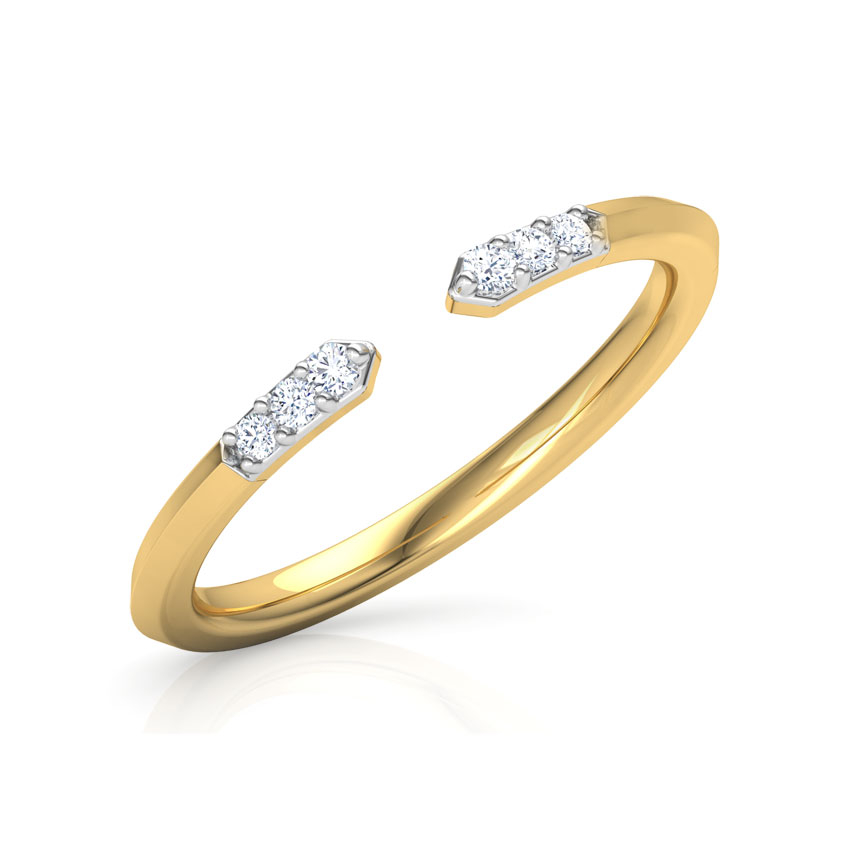 Diamond Rings 14 Karat Yellow Gold Edgy Stackable Diamond Ring