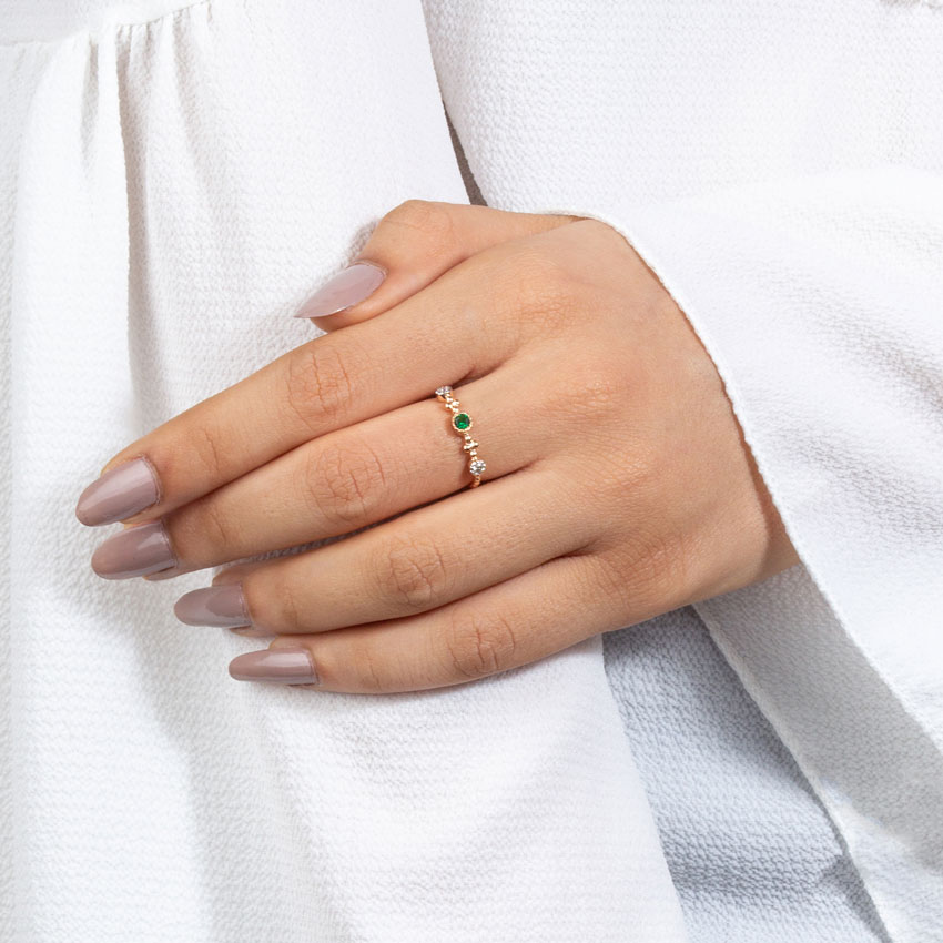 Diamond,Gemstone Rings 18 Karat Rose Gold Droplets Stackable Diamond Ring