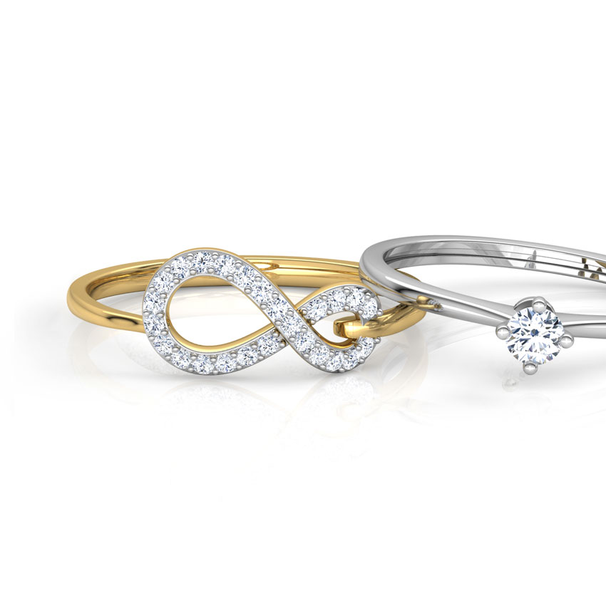 Diamond Rings 18 Karat Two Tone Gold Infinity Twin Diamond Rings