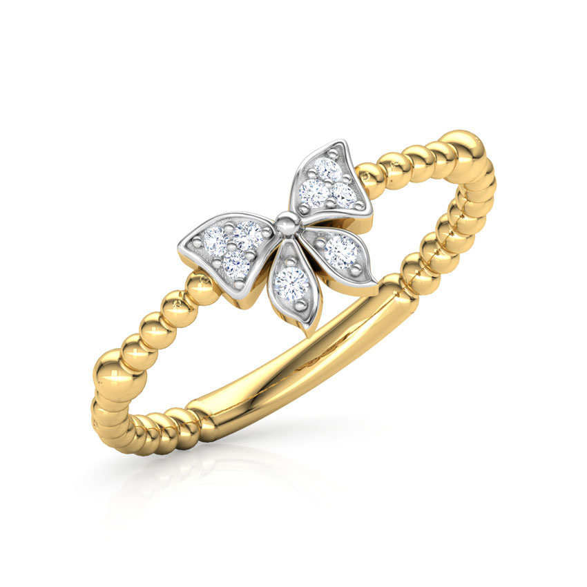 Diamond Rings 18 Karat Yellow Gold Diamond Butterfly Ring