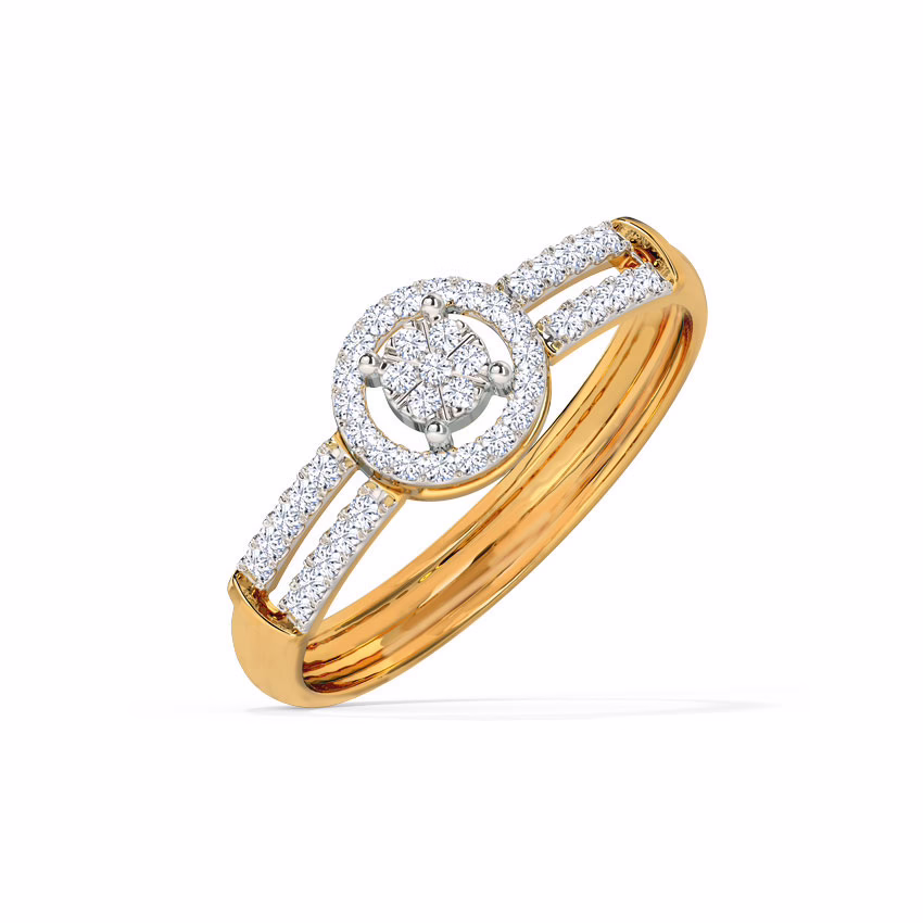 Diamond Rings 18 Karat Yellow Gold Halo Diamond Band