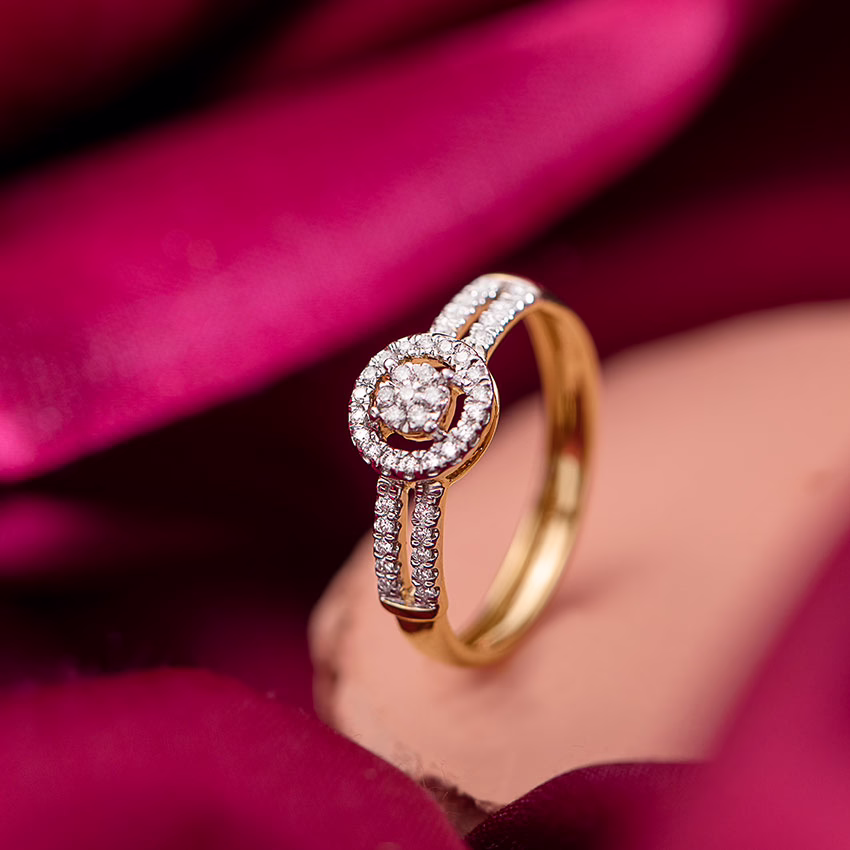 Diamond Rings 18 Karat Yellow Gold Halo Diamond Band