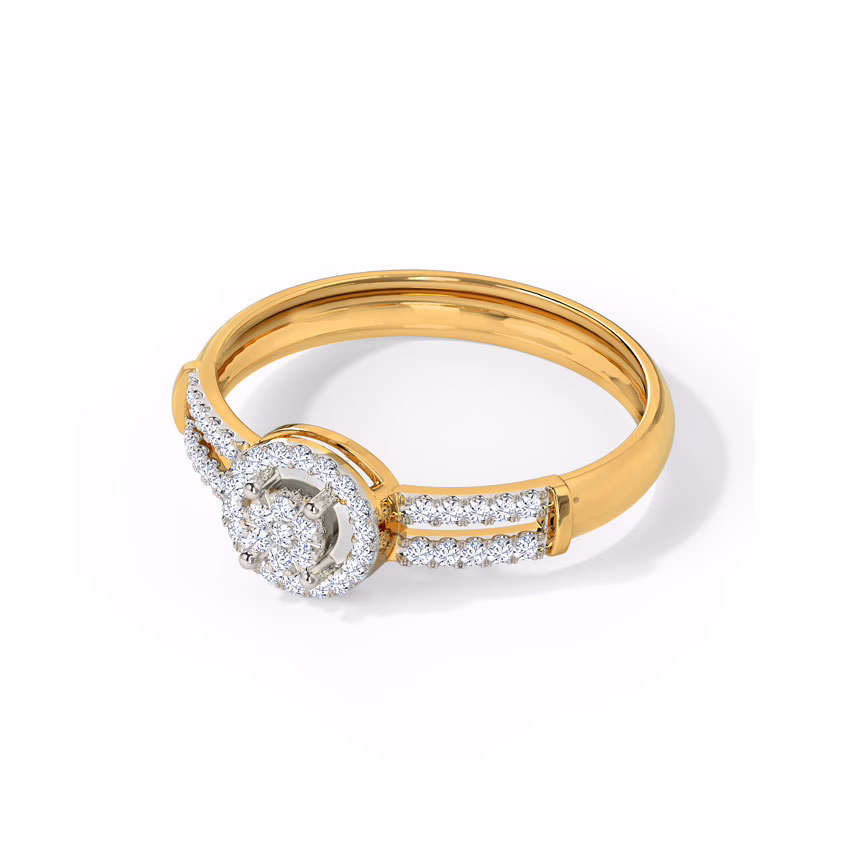 Diamond Rings 18 Karat Yellow Gold Halo Diamond Band