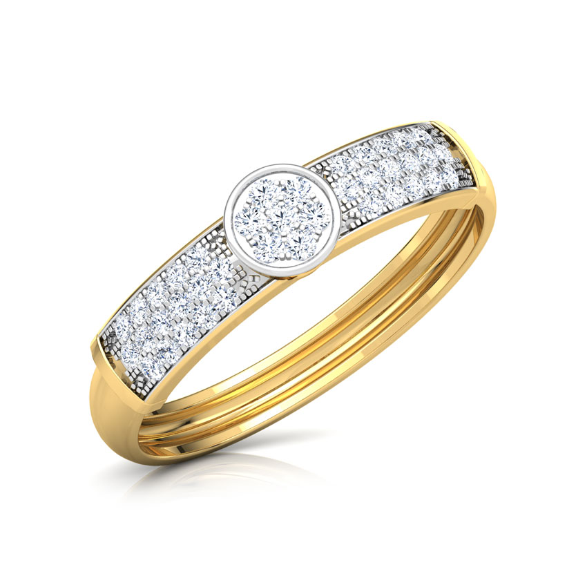 Diamond Rings 18 Karat Yellow Gold Classic Cluster Diamond Band