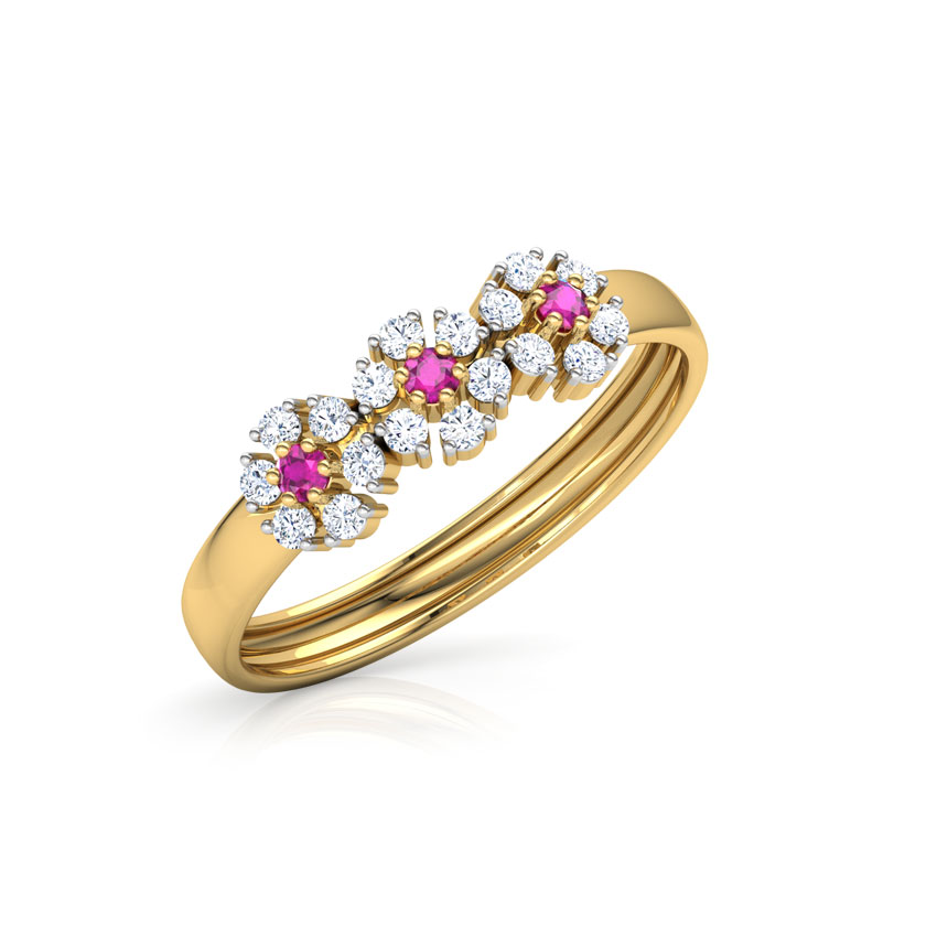 Diamond,Gemstone Rings 18 Karat Yellow Gold Aster Gemstone Band