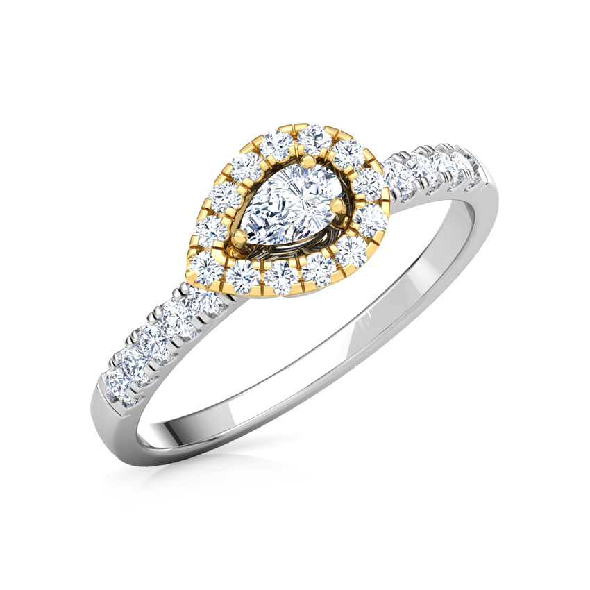 Diamond Rings 14 Karat Two Tone Gold Glittering Promise Diamond Ring