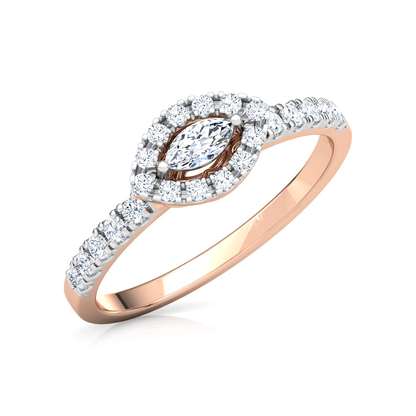 Diamond Rings 18 Karat Rose Gold Radiant Marquise Promise Diamond Ring