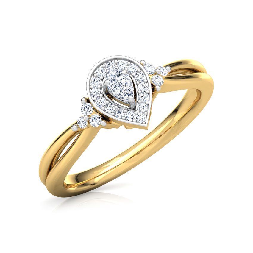 Diamond Rings 18 Karat Yellow Gold Dazzling Drop Promise Diamond Ring