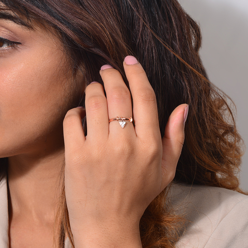 Trendy Trigon Dangle Ring