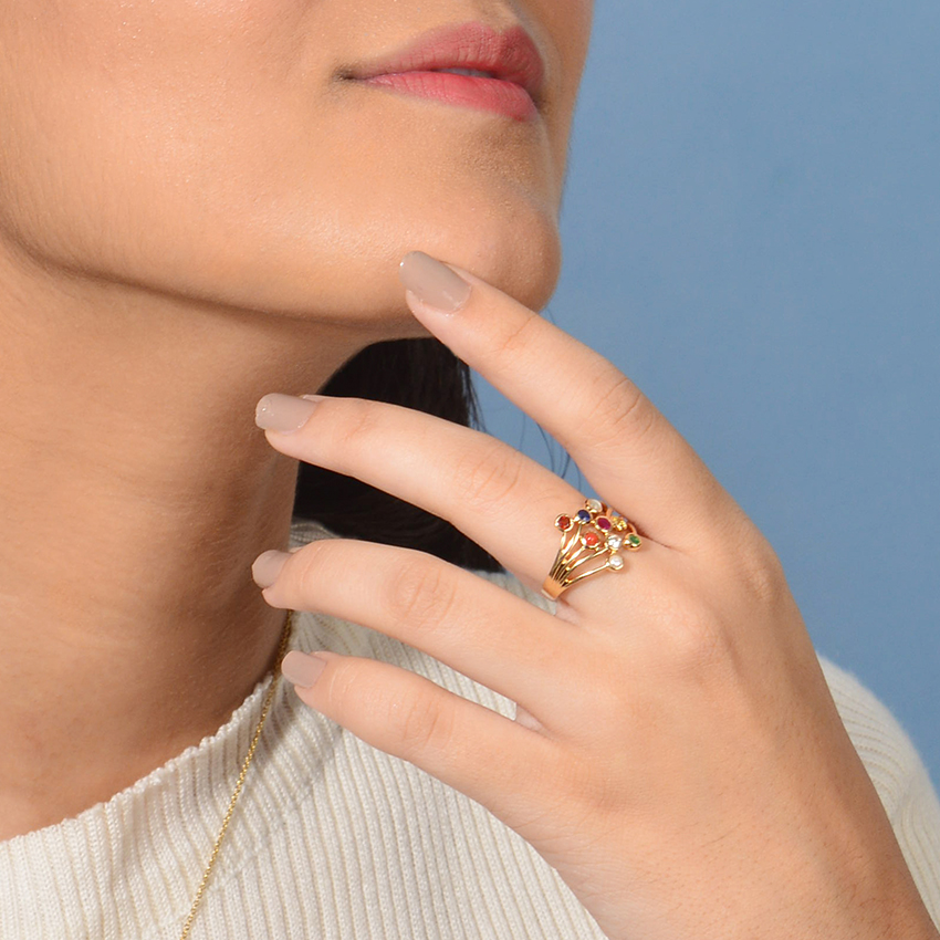 Scatter Navratna Diamond Ring